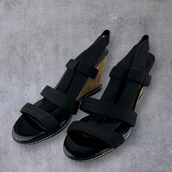 Charles by Charles Davis Hyper Wedge Sandal Black Cork Wedge Women’s 9.5M - Picture 8 of 11